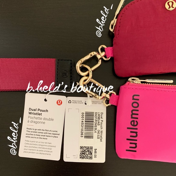 lululemon Dual Pouch Wristlet in Sonic Pink/Pomegranate/Black Gold OS New NWT - Picture 2 of 15